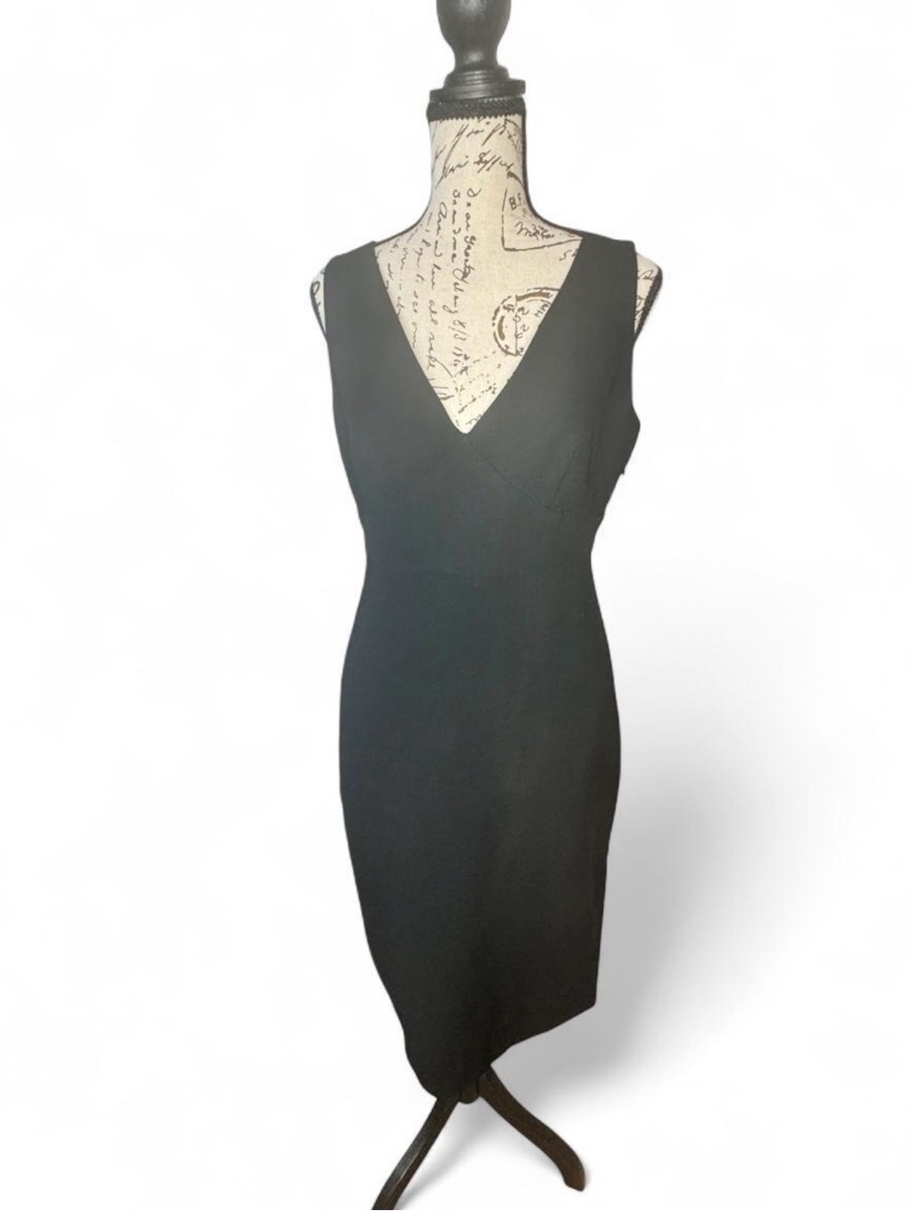 BCBG Black V-Neck Midi Sheath Dress